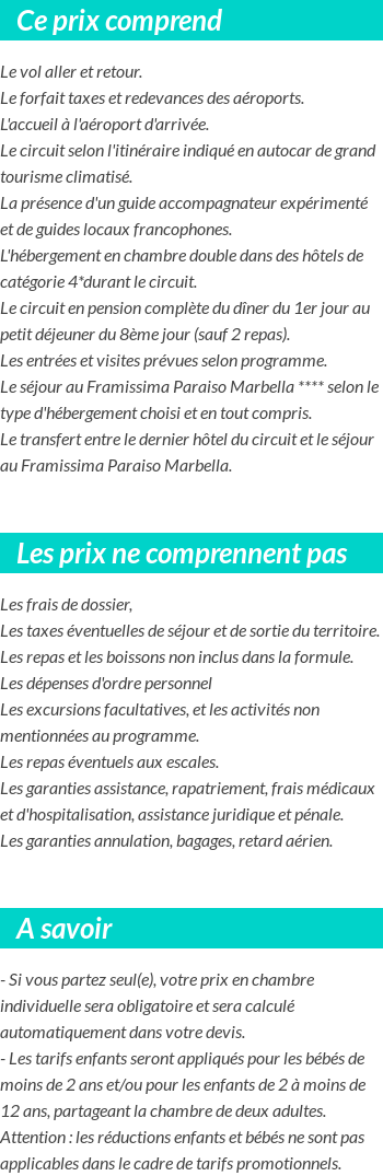 Conditions tarifaires