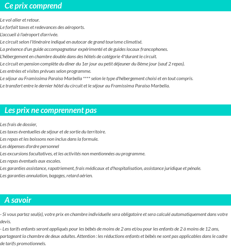 Conditions tarifaires