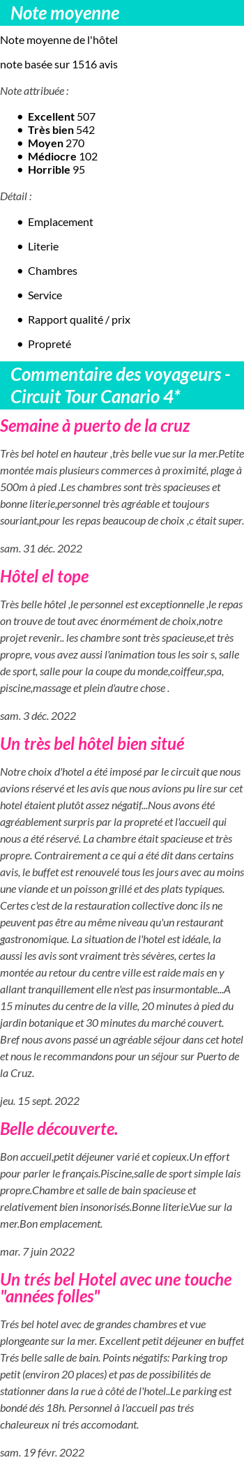 Avis clients