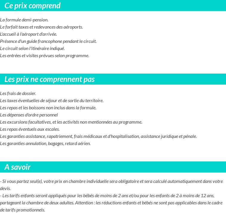 Conditions tarifaires