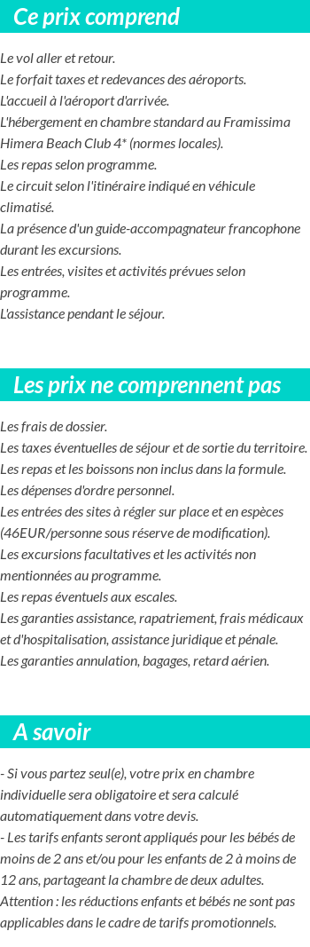 Conditions tarifaires