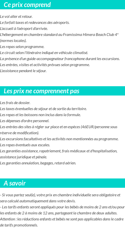 Conditions tarifaires