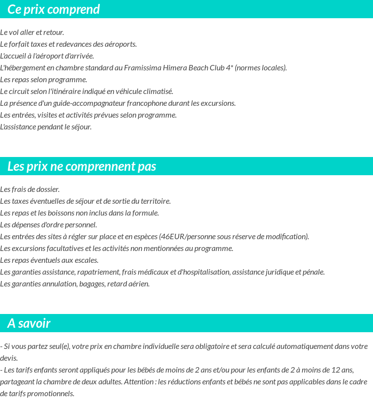 Conditions tarifaires