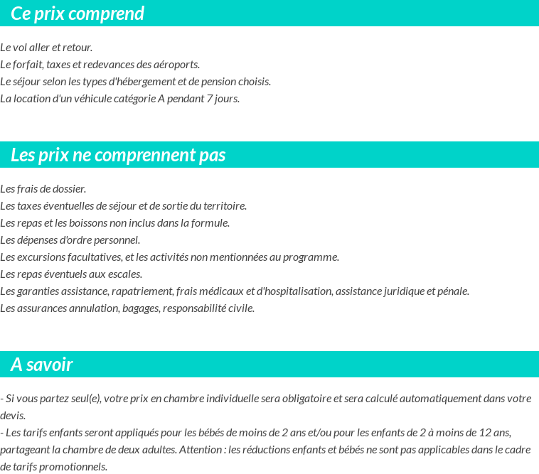 Conditions tarifaires