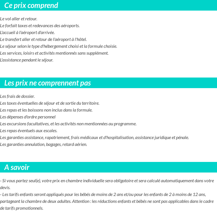 Conditions tarifaires