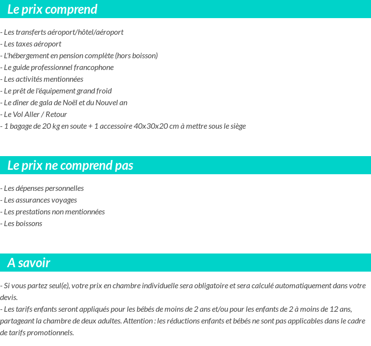 Conditions tarifaires