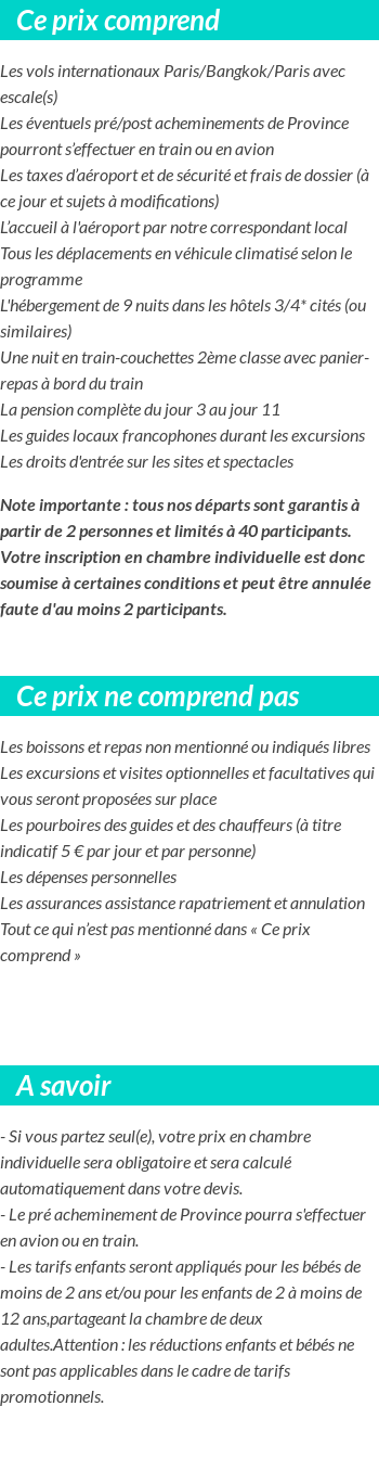 Conditions tarifaires