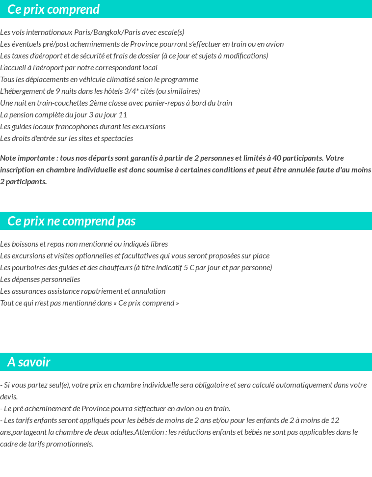 Conditions tarifaires