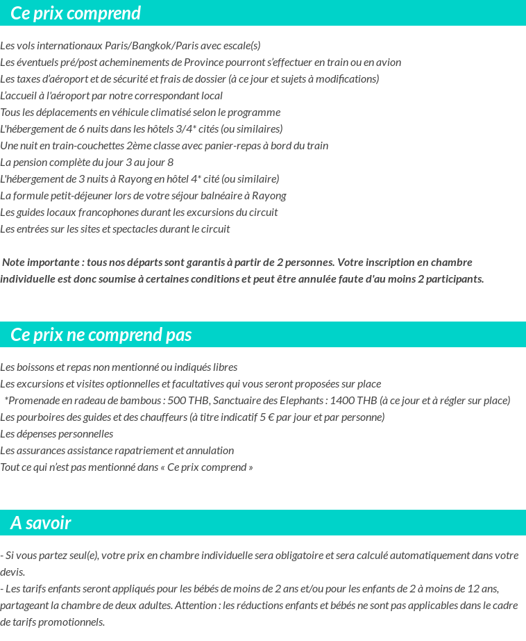Conditions tarifaires