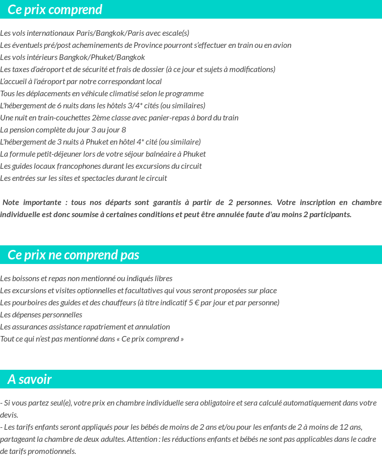 Conditions tarifaires