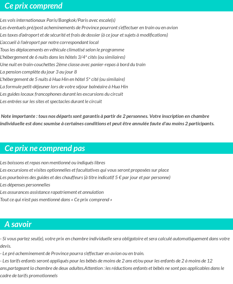 Conditions tarifaires