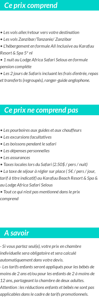 Conditions tarifaires