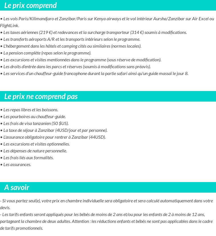 Conditions tarifaires