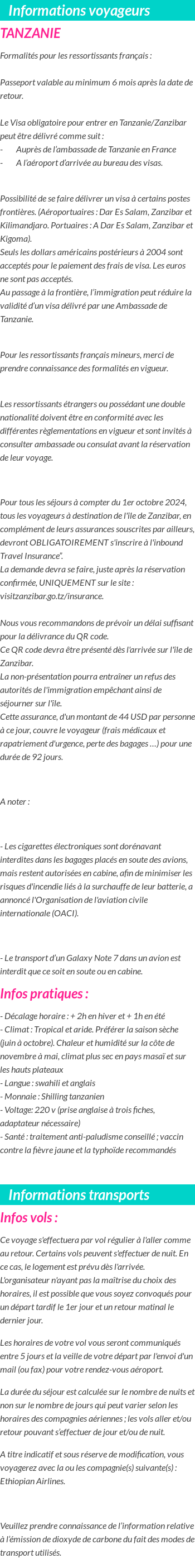 Formalités et infos voyageurs