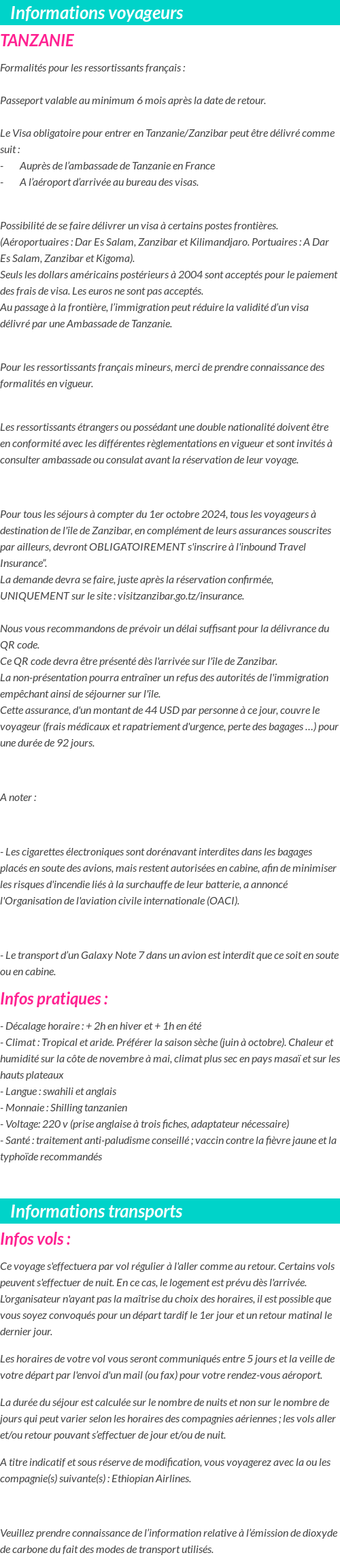 Formalités et infos voyageurs