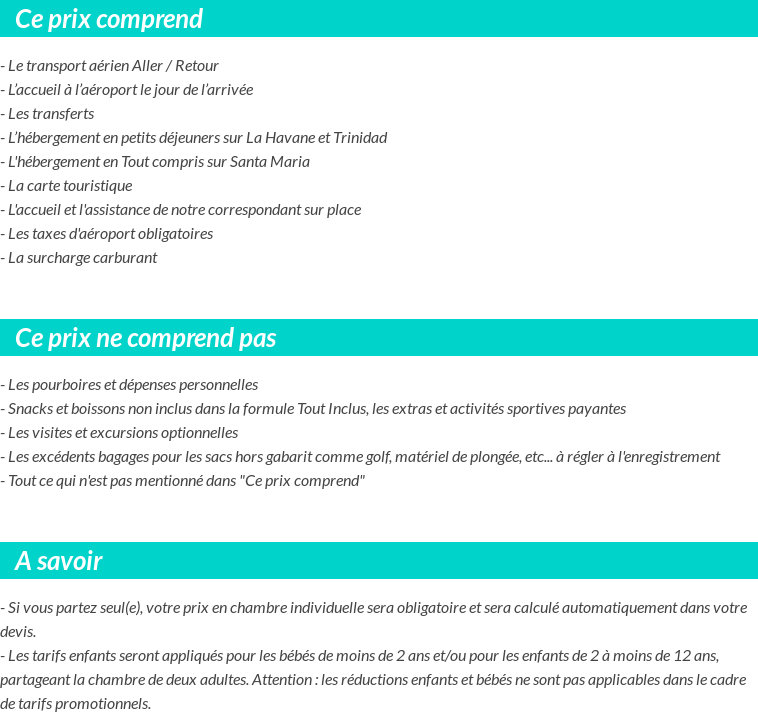 Conditions tarifaires