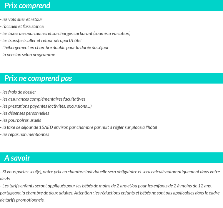 Conditions tarifaires