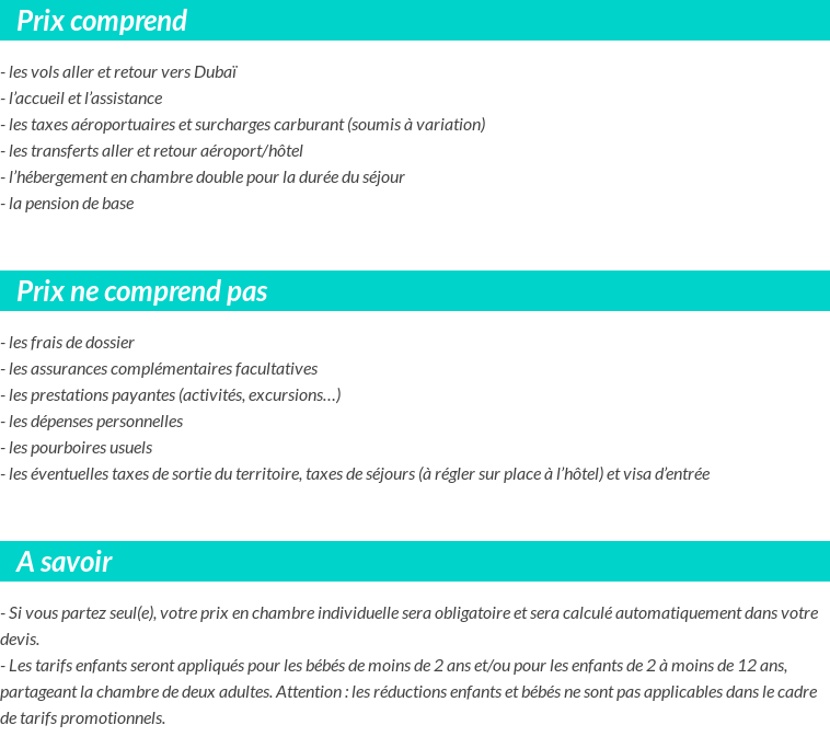 Conditions tarifaires
