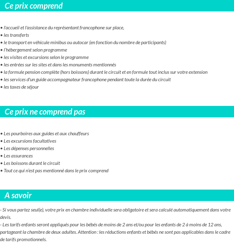 Conditions tarifaires