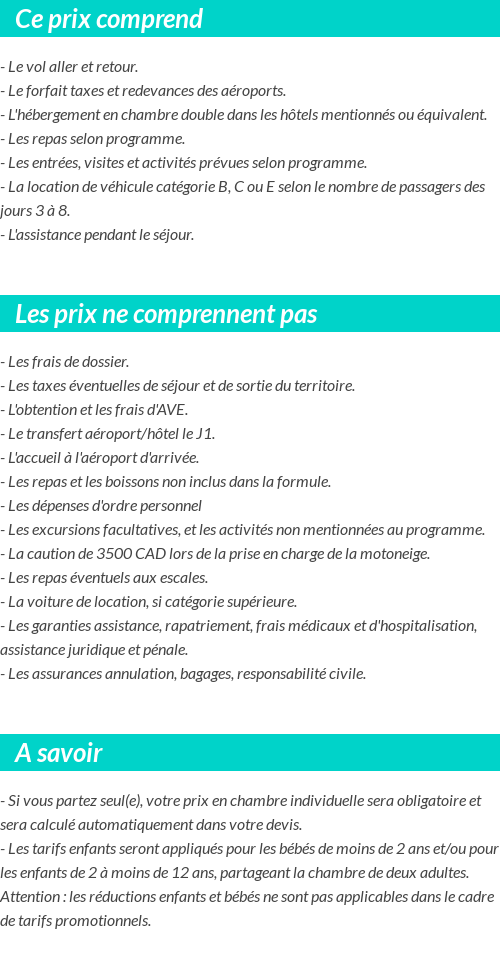 Conditions tarifaires