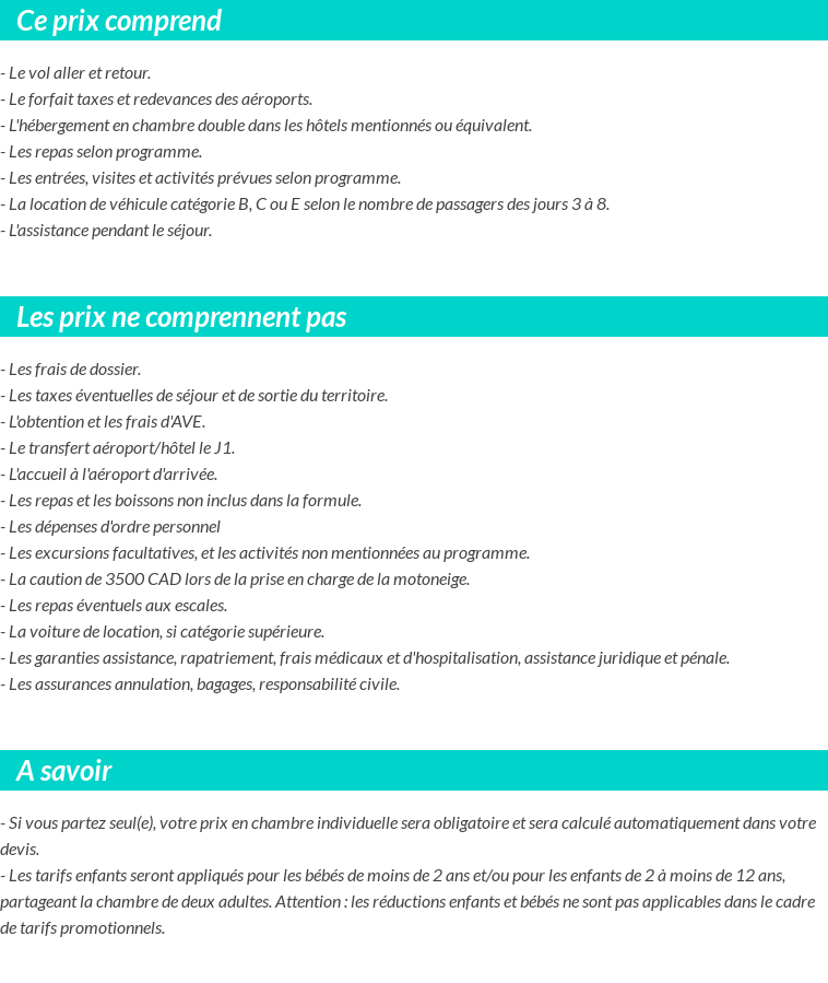 Conditions tarifaires