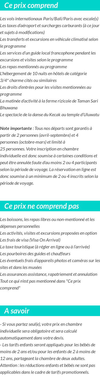 Conditions tarifaires