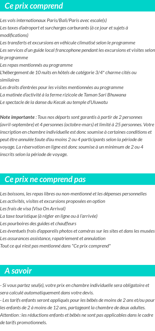 Conditions tarifaires