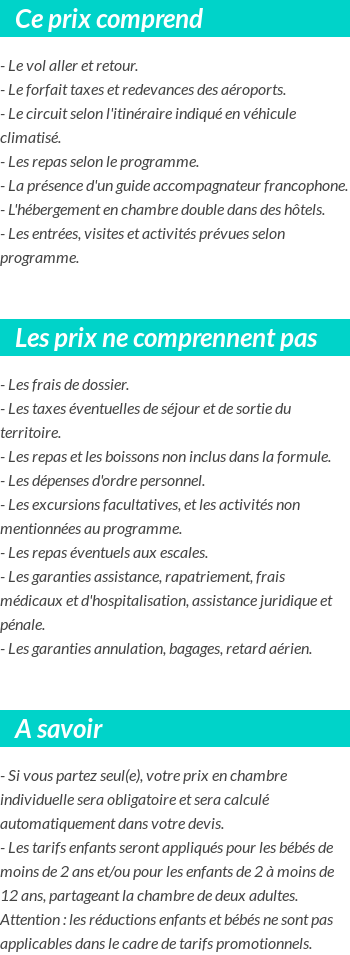 Conditions tarifaires