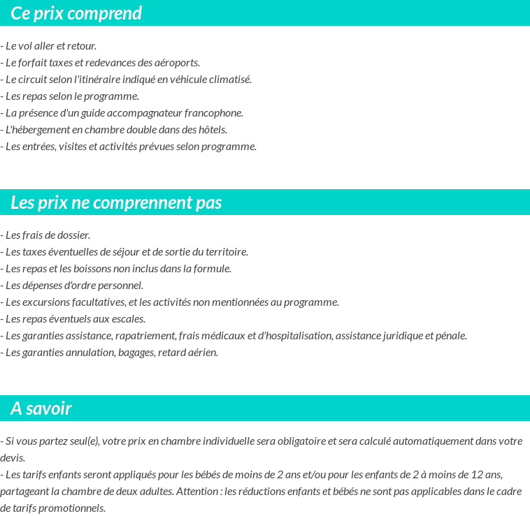 Conditions tarifaires