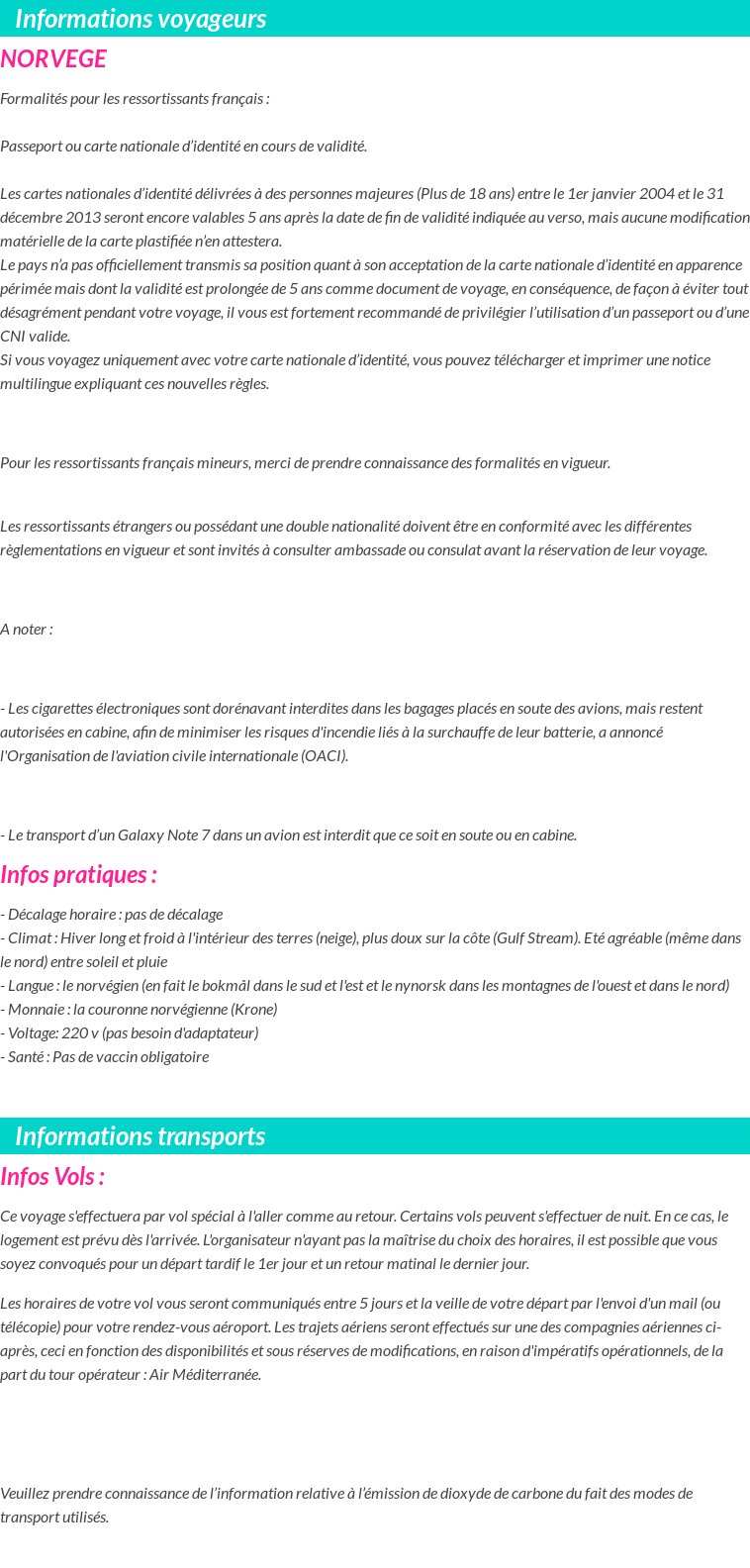 Formalités et infos voyageurs