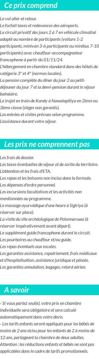 Conditions tarifaires