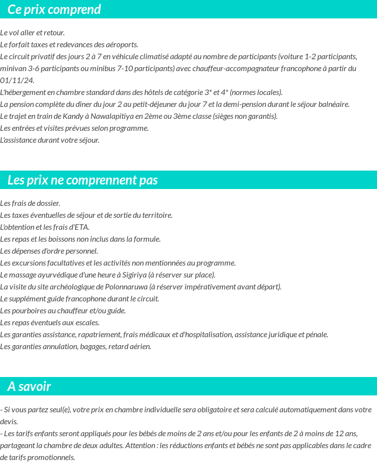 Conditions tarifaires