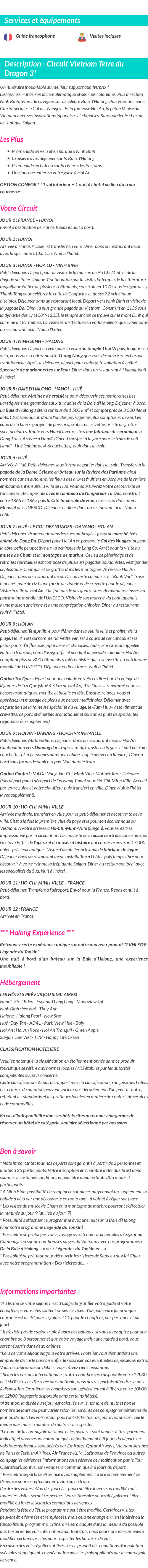 Détails du séjour