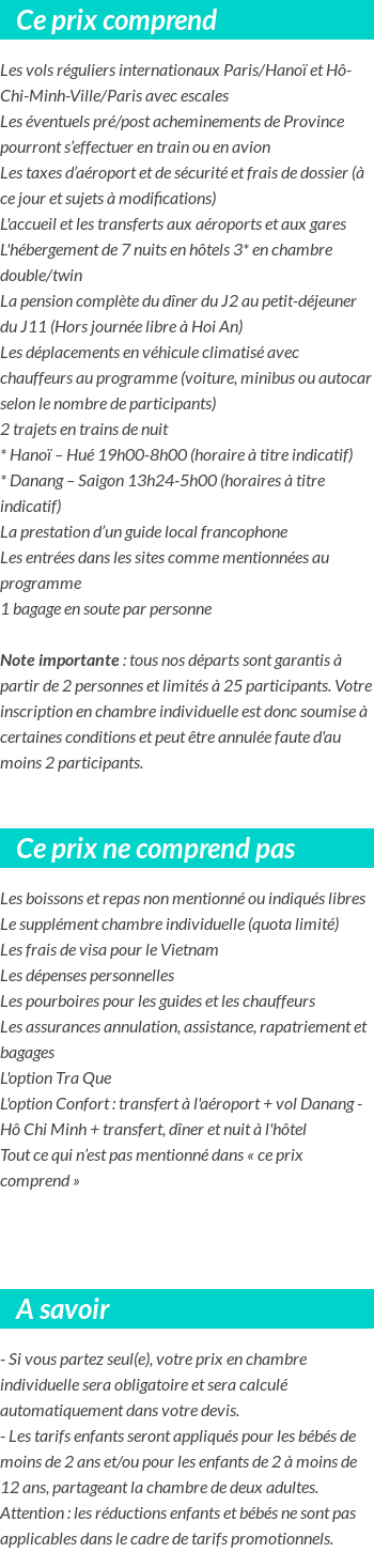 Conditions tarifaires