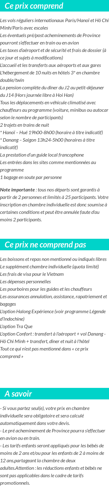Conditions tarifaires