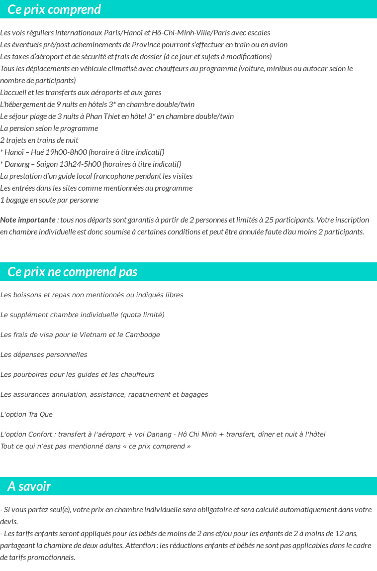 Conditions tarifaires