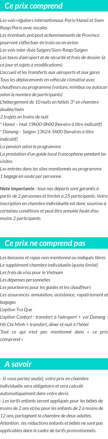 Conditions tarifaires