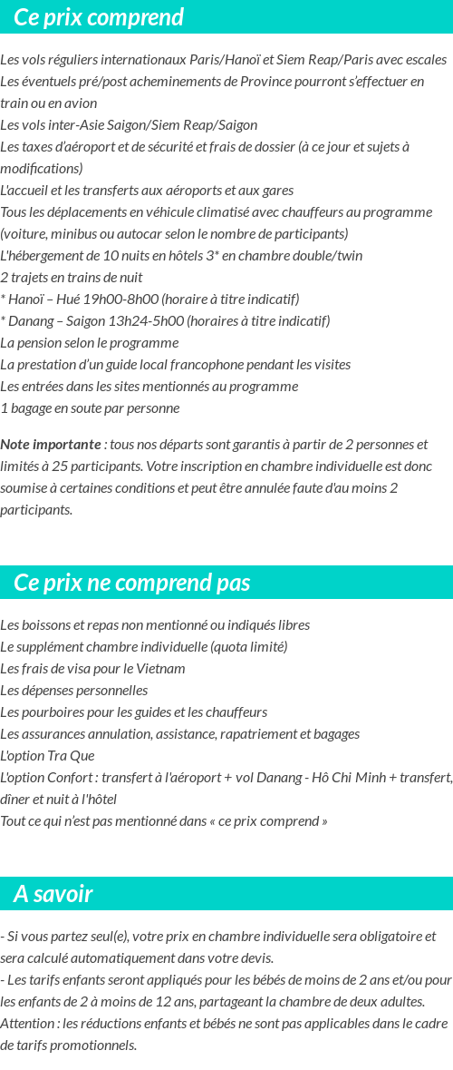 Conditions tarifaires