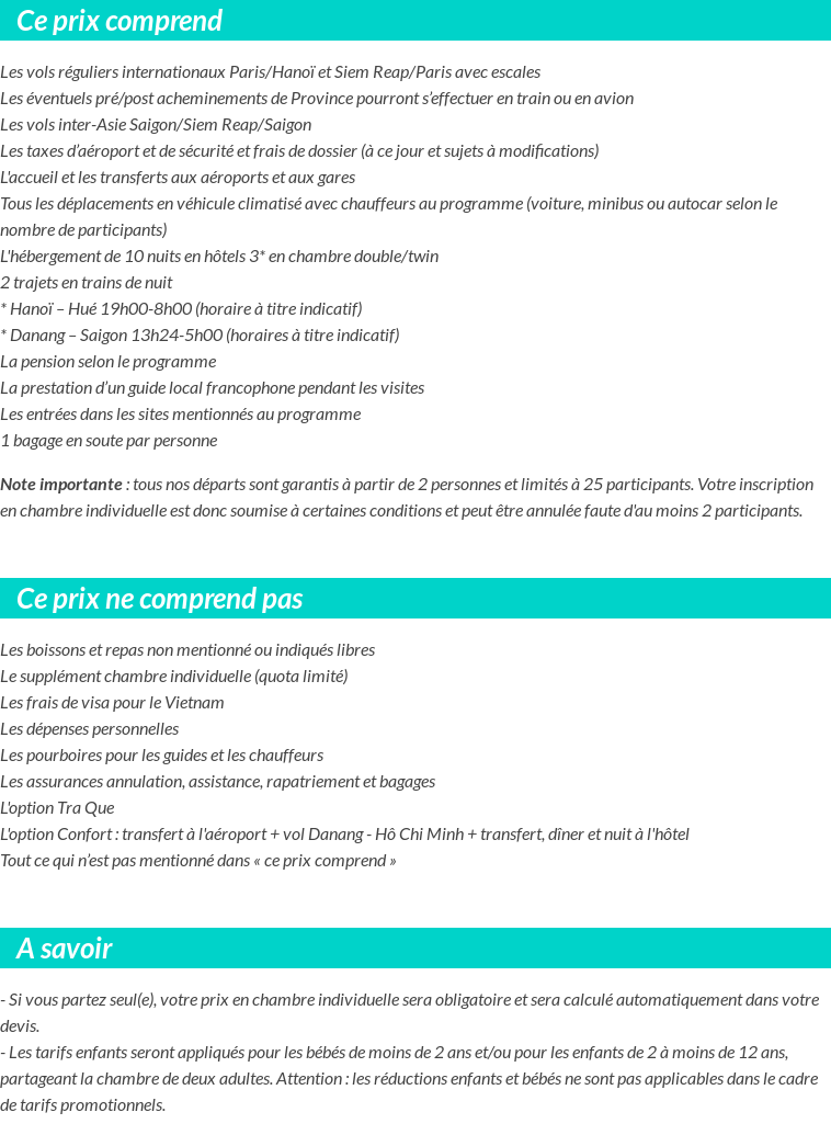 Conditions tarifaires