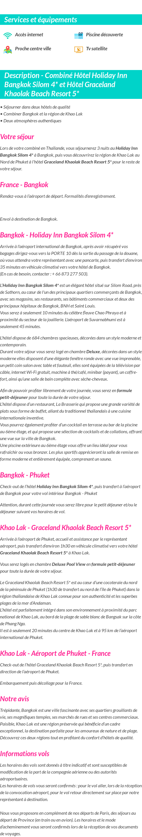 Détails du séjour