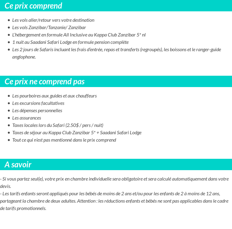 Conditions tarifaires