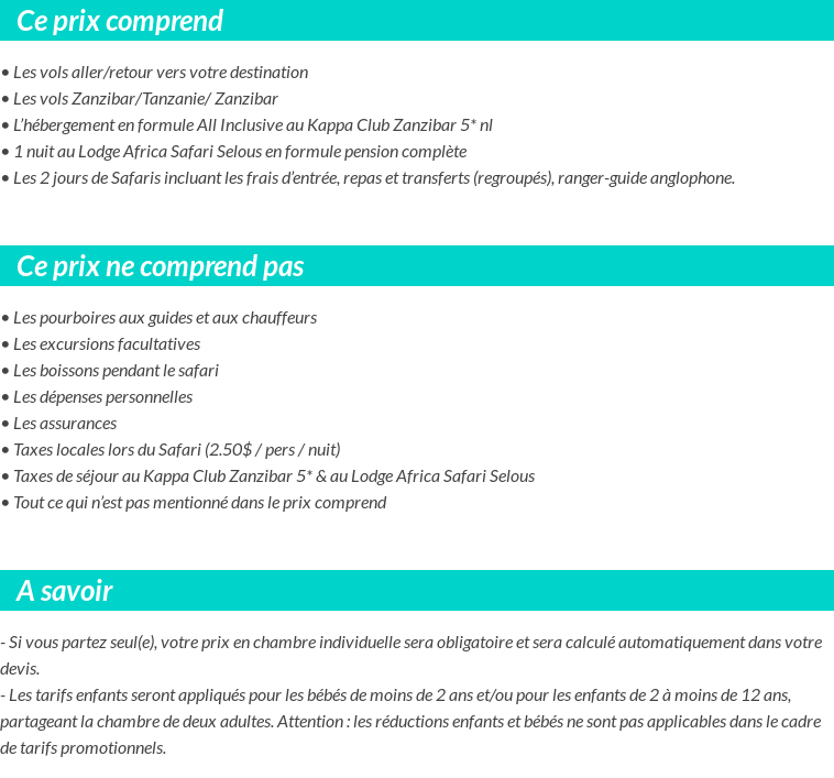 Conditions tarifaires