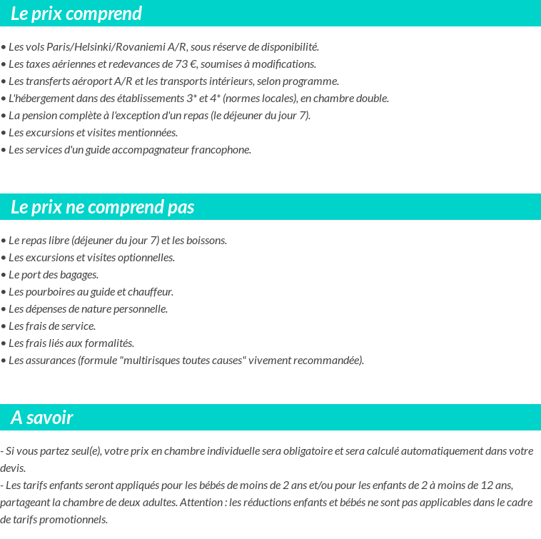 Conditions tarifaires