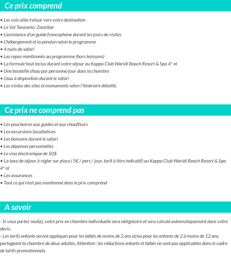 Conditions tarifaires