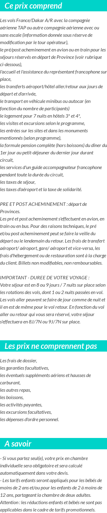 Conditions tarifaires