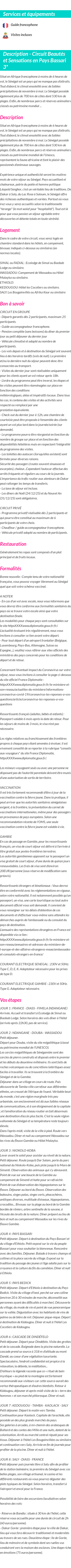 Détails du séjour