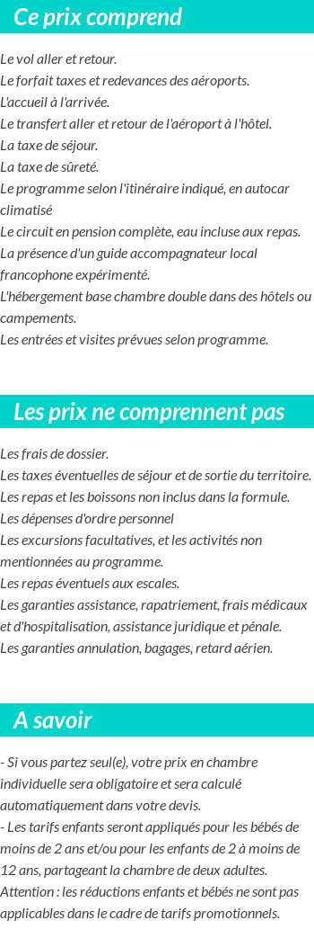 Conditions tarifaires