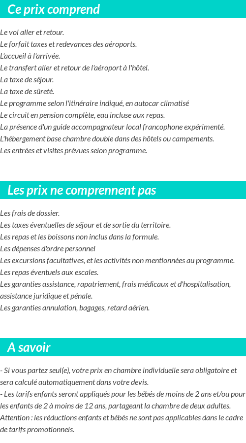 Conditions tarifaires