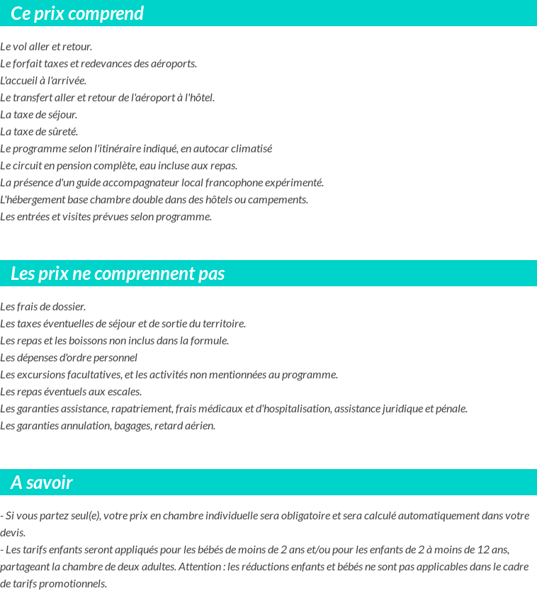 Conditions tarifaires