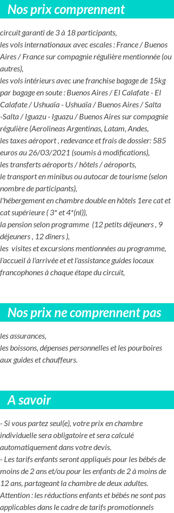 Conditions tarifaires